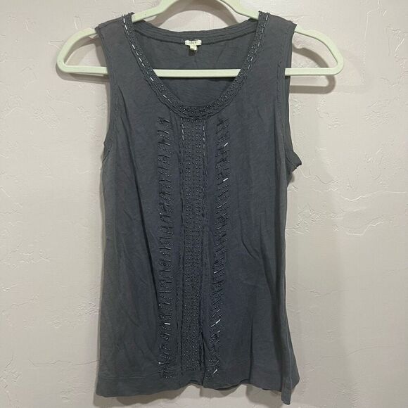J. Crew grey Beaded Tank - Picture 1 of 8